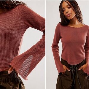 Free People Beau Mesh Layering Size Small Color Mauve.